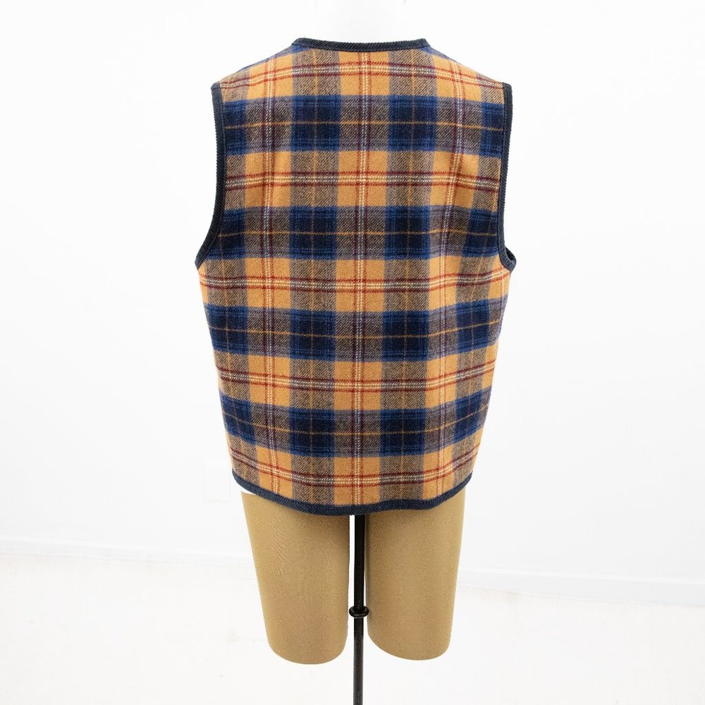 Pendleton VTG XL Reversible Plaid Wool Vest Tan - Picture 7 of 12